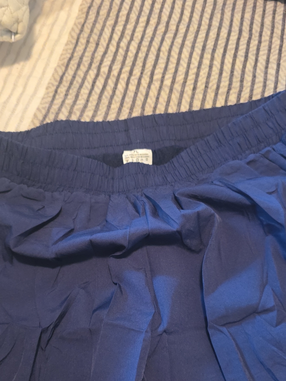 Blue Elastic Waist Jogging Shorts With Lining